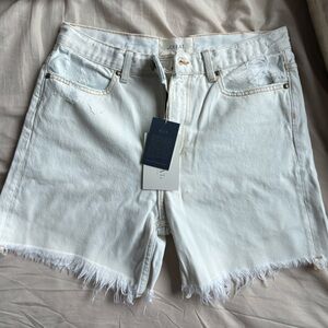 THE GREAT. Cream Jean Shorts